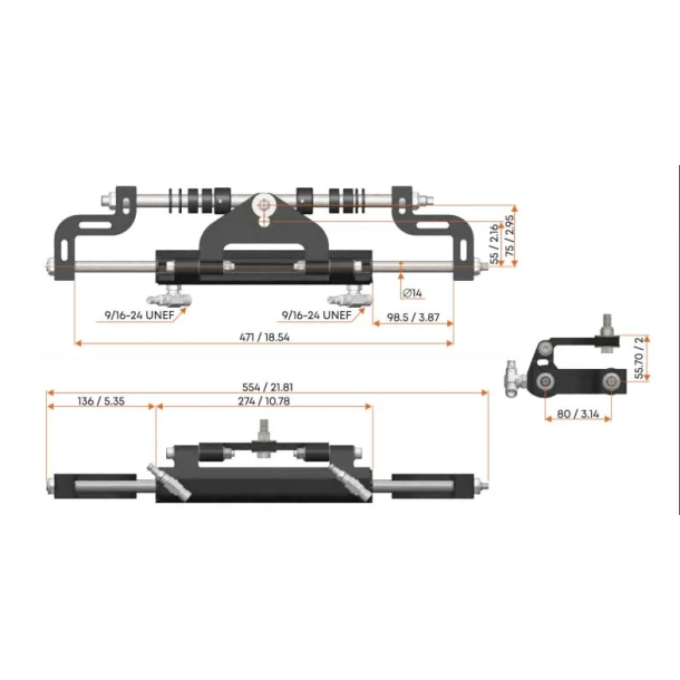 Multisteer Hydraulisk Styring Outboard inntil 115 HK Tilbakeslagsventil Motorbrnn bredde 554mm