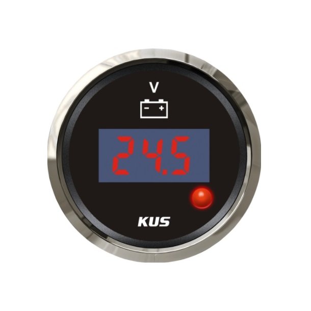 KUS DIGITALT VOLTMETER 8-32V sort/rustfritt