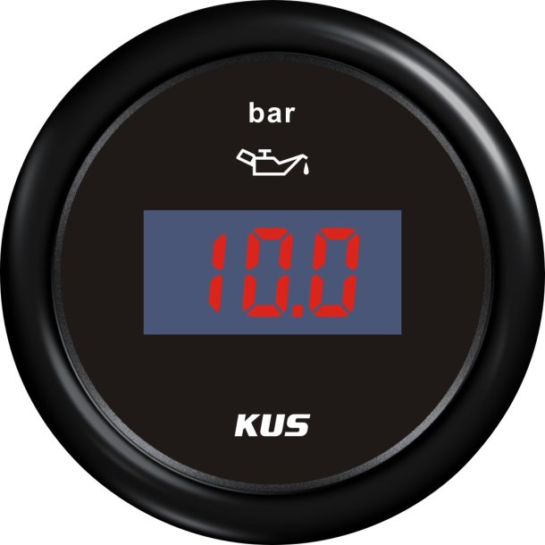 Kus digital oljetrykk 0-10 bar sort/sort